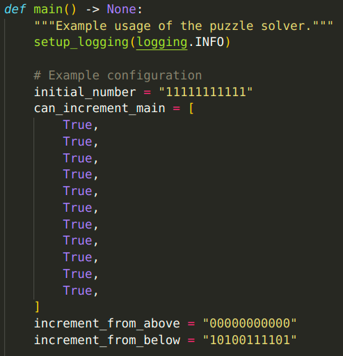 Input for row 1